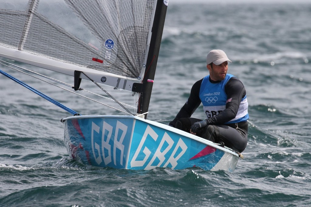 August 3, 2012 - Weymouth, England - Ben Ainslie (GBR) just after finishing Race 9 in the Finn class and dropping a vital point to overall leader  Hogh-Christensen (DEN) © Richard Gladwell www.photosport.co.nz