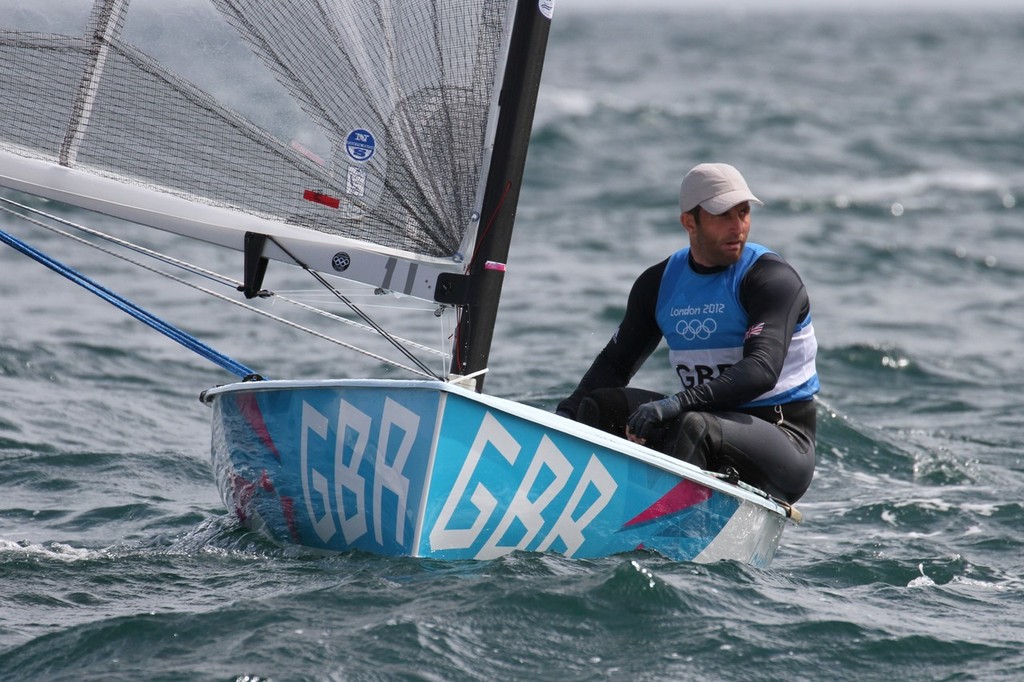  August 3, 2012 - Weymouth, England - Ben Ainslie (GBR) just after finishing Race 9 in the Finn class and dropping a vital point to overall leader  Hogh-Christensen (DEN) photo copyright Richard Gladwell www.photosport.co.nz taken at  and featuring the  class