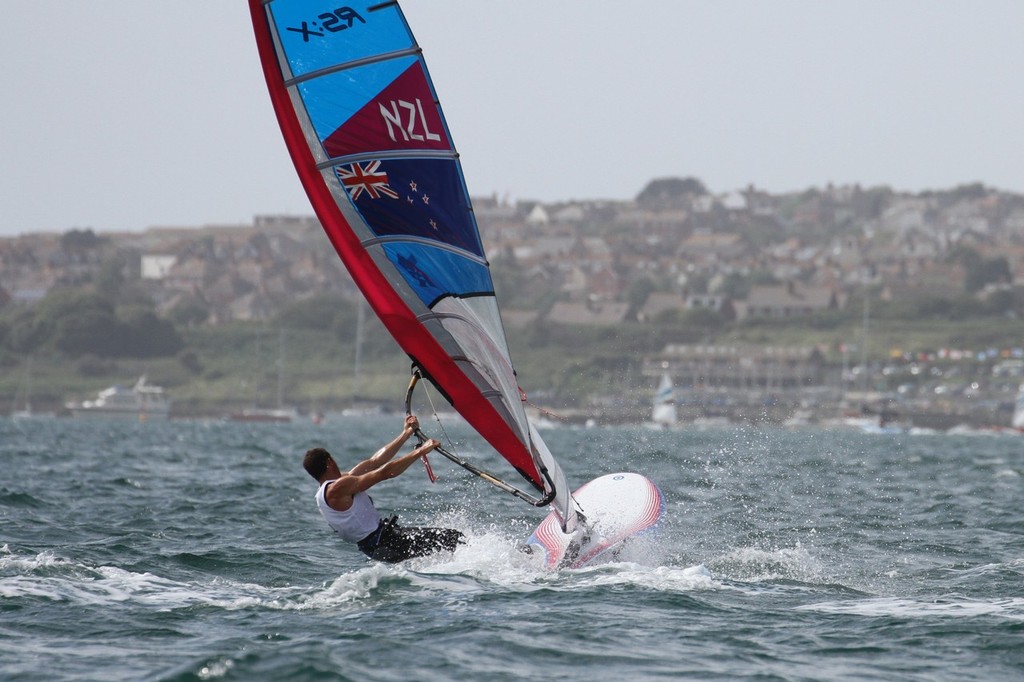  August 4, 2012 - Weymouth, England - JP Tobin (NZL) lies fifth overall after eight races in the Mens Windsurfer © Richard Gladwell www.photosport.co.nz