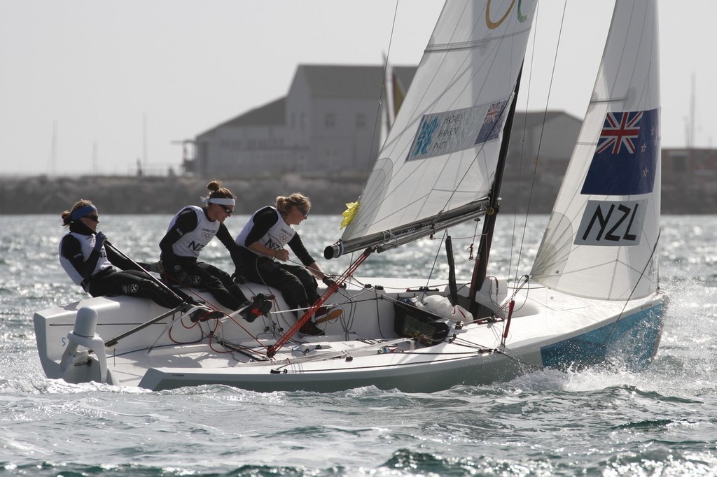  August 4, 2012 - Weymouth, England - Womens Match Racing, Steph Hazard, Jenna Hansen and Susannah Pyatt finished 8th equal on points but were eliminated on a tie break to progress to the Knockout Round photo copyright Richard Gladwell www.photosport.co.nz taken at  and featuring the  class