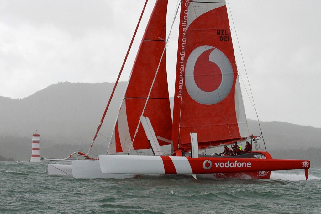 2012 Coastal Classic Start - TeamVodafone Sailing - she hit 35kts soon after this shot was taken © Richard Gladwell www.photosport.co.nz