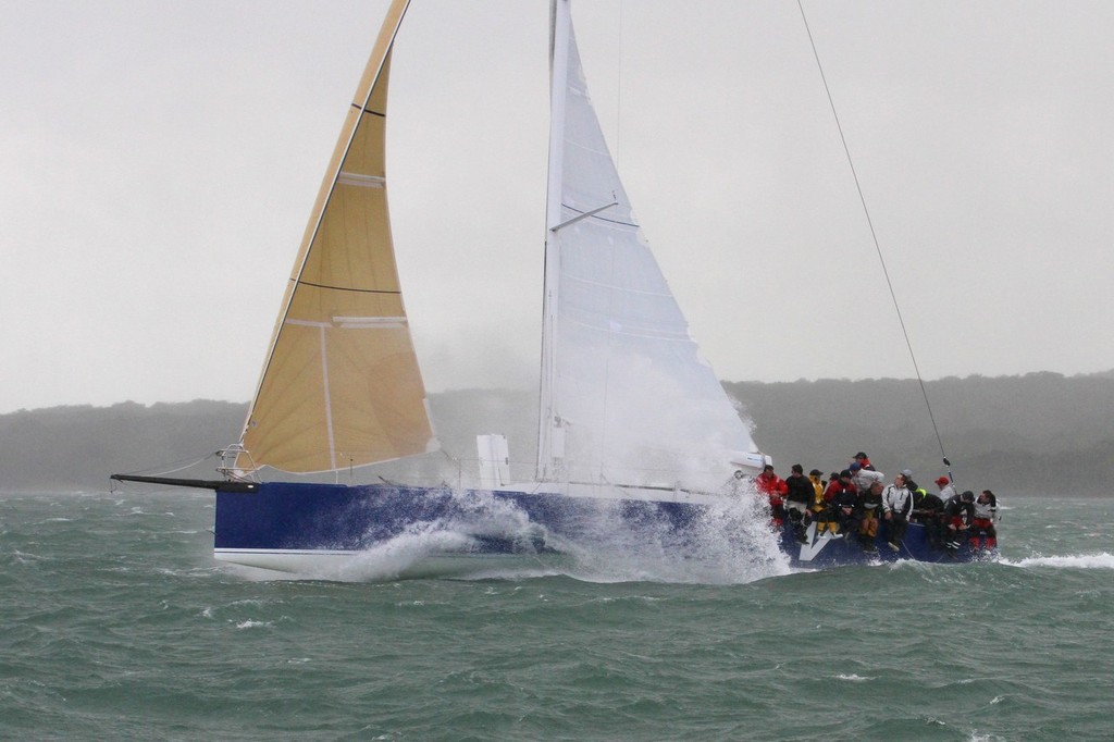 2012 Coastal Classic Start - V5 (David Nathan) hits 25kts two-sailing © Richard Gladwell www.photosport.co.nz