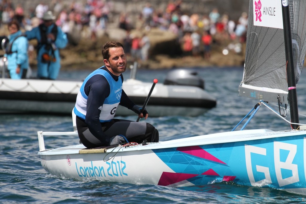  August 5, 2012 - Weymouth, England - Ben Ainslie sails away after saluting the crowd photo copyright Richard Gladwell www.photosport.co.nz taken at  and featuring the  class