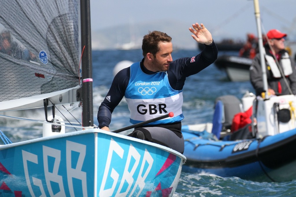  August 5, 2012 - Weymouth, England - Ben Ainslie leaves the Nothe folowed by his long-time coach, David Howlett photo copyright Richard Gladwell www.photosport.co.nz taken at  and featuring the  class