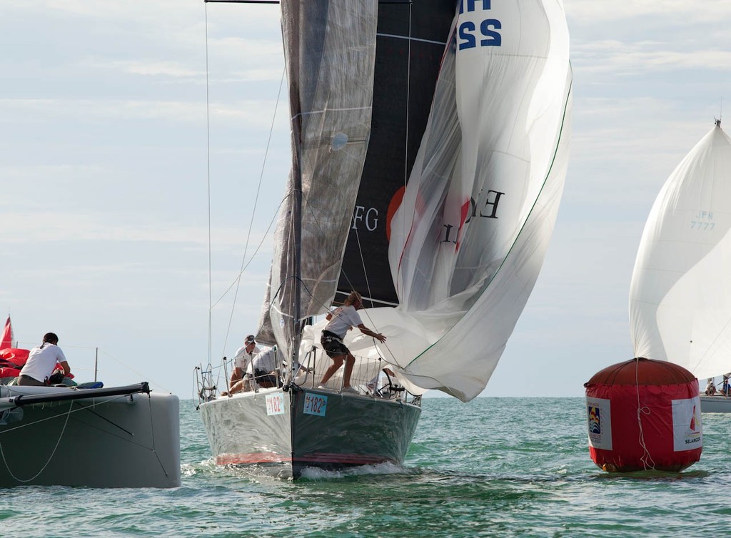 Raja Muda Selangor International Regatta 2012 - close quarters at the leeward mark. EFG Bank Mandrake. © Guy Nowell / RMSIR