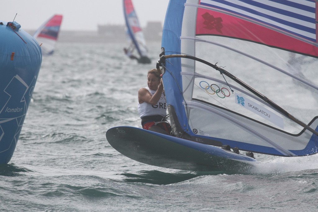 August 1, 2012 - Weymouth, England - RS:X Womens Gell Skarlatou (GRE) eyes up the leeward gate © Richard Gladwell www.photosport.co.nz
