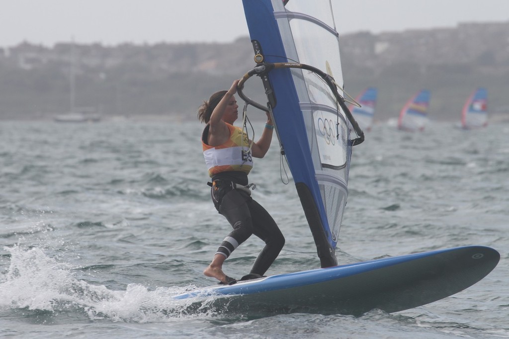 August 1, 2012 - Weymouth, England - Marina Alabau (ESP) leads the Womens Windsurfing (RS:X) photo copyright Richard Gladwell www.photosport.co.nz taken at  and featuring the  class