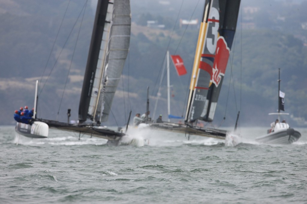 Team Korea and Ben Ainslie Racing -  America&rsquo;s Cup World Series San Francisco 2012 August, Match Racing Qualifier photo copyright ACEA - Photo Gilles Martin-Raget http://photo.americascup.com/ taken at  and featuring the  class