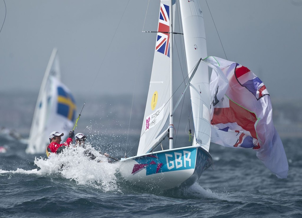 20120803 Copyright onEdition 2012©
Free for editorial use image, please credit: onEdition

Luke Patience and Stuart Bithell (GBR) competing today, 03.08.12, in the Men's Two Person Dinghy (470) event in The London 2012 Olympic Sailing Competition.

The London 2012 Olympic Sailing Competition runs from 29 July to 12 August and brings together 380 of the world's best sailors to race on Weymouth Bay.
Sailing made its Olympic debut in 1900 and has appeared at every Olympic Games since 1908.
In 2012 photo copyright onEdition http://www.onEdition.com taken at  and featuring the  class