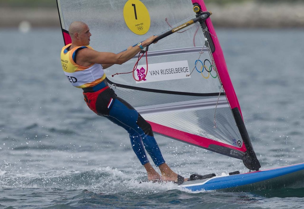 Dorian Van Rijsselberge (NED) Gold Medallist in the Men&rsquo;s Windsurfer (RSX) event in The London 2012 Olympic Sailing Competition.

The London 2012 Olympic Sailing Competition runs from 29 July to 12 August and brings together 380 of the world&rsquo;s best sailors to race on Weymouth Bay.
Sailing made its Olympic debut in 1900 and has appeared at every Olympic Games since 1908.
In 2012 athletes from 63 photo copyright onEdition http://www.onEdition.com taken at  and featuring the  class