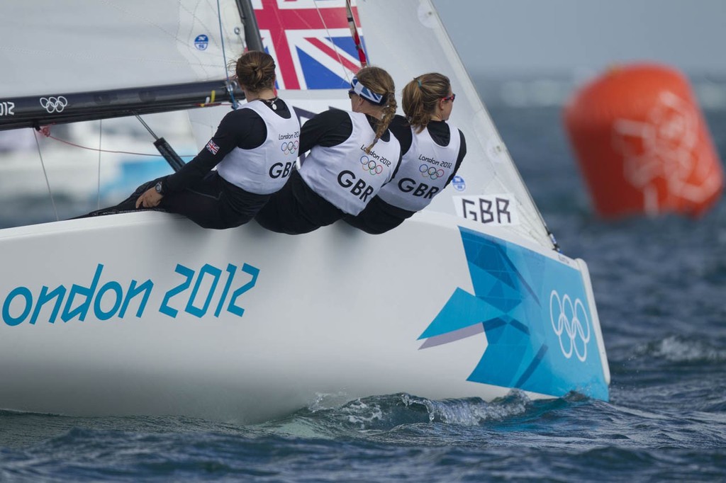 20120801 Copyright onEdition 2012©
Free for editorial use image, please credit: onEdition

Lucy MacGregor, Annie Lush and Kate MacGregor (GBR) competing today, 01.08.12, in the Women's Match Racing (Elliott 6M) event in The London 2012 Olympic Sailing Competition.

The London 2012 Olympic Sailing Competition runs from 29 July to 12 August and brings together 380 of the world's best sailors to race on Weymouth Bay.
Sailing made its Olympic debut in 1900 and has appeared at every Olympic Games sin photo copyright onEdition http://www.onEdition.com taken at  and featuring the  class