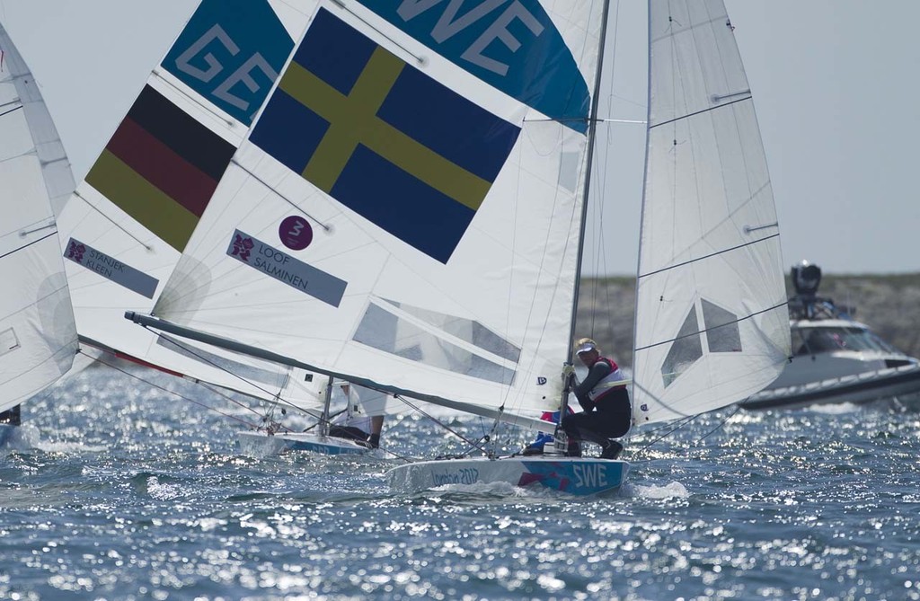 Fredrik Loof and Max Salminen (SWE), who won the Gold Medal today, 05.08.12, in the Medal Race Men’s Keelboat (Star) event in The London 2012 Olympic Sailing Competition. © onEdition http://www.onEdition.com