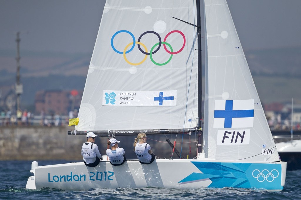 20120810 Copyright onEdition 2012©
Free for editorial use image, please credit: onEdition

Silja Lehtinen, Silja Kanerva and Mikaela Wulff (FIN) competing today, 10.08.12, in the Women's Match Racing (Elliott 6M) event in The London 2012 Olympic Sailing Competition.

The London 2012 Olympic Sailing Competition runs from 29 July to 12 August and brings together 380 of the world's best sailors to race on Weymouth Bay.
Sailing made its Olympic debut in 1900 and has appeared at every Olympic Games s photo copyright onEdition http://www.onEdition.com taken at  and featuring the  class