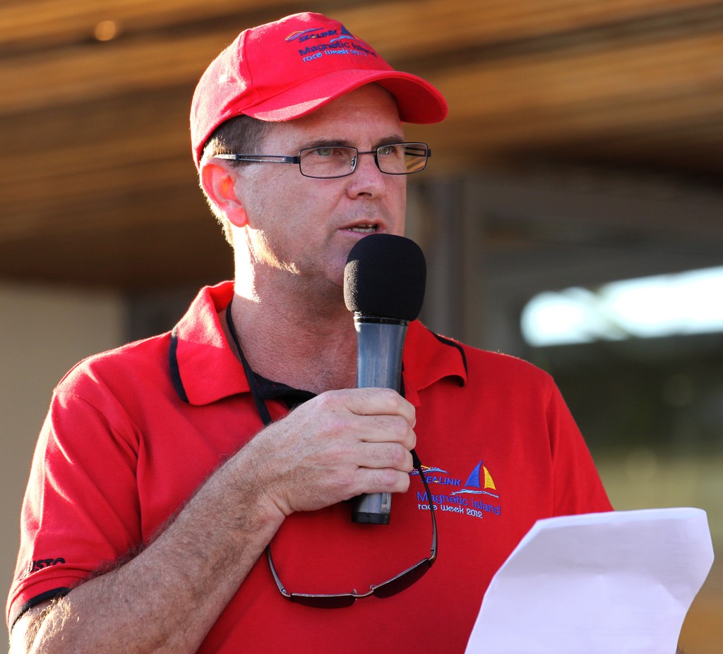 Mike Steel Townsville Cruising Yacht Club Rear Commodore speaks at briefing. SeaLink Magnetic Island Race Week 2012 photo copyright Andrea Falvo SeaLink Magnetic Island Race Week 2012 taken at  and featuring the  class