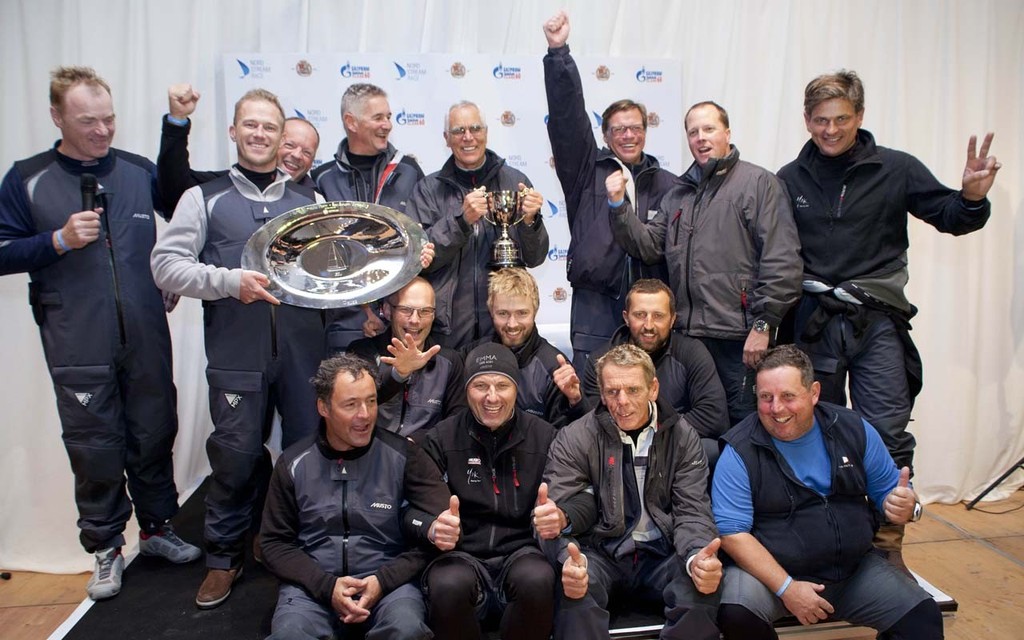 20121020 Copyright onEdition 2012©
Free for editorial use image, onEdition

Team Germany (sponsored by Stroygazmontazh) celebrate their win of the Match Race Regatta, today (20.10.2012) in Helsinki as part of the the Nord Stream Race 2012.

The Yacht Club of Saint-Petersburg, Russia, is delighted to announce the creation of a 750 nautical mile, approximately 1400 kilometres, annual Baltic offshore race scheduled to start on October 18, 2012. The race follows the route of the Nord photo copyright onEdition http://www.onEdition.com taken at  and featuring the  class