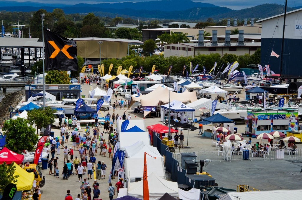 The giant Expo flag marks the opening of the  Gold Coast International Marine Expo photo copyright Stephen Milne taken at  and featuring the  class