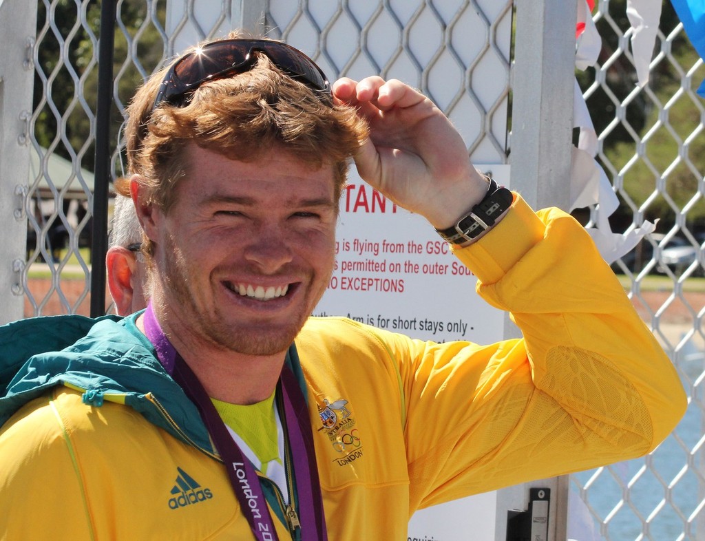 Tom Slingsby arrives at Gosford Sailing Club photo copyright Sail-World.com /AUS http://www.sail-world.com taken at  and featuring the  class