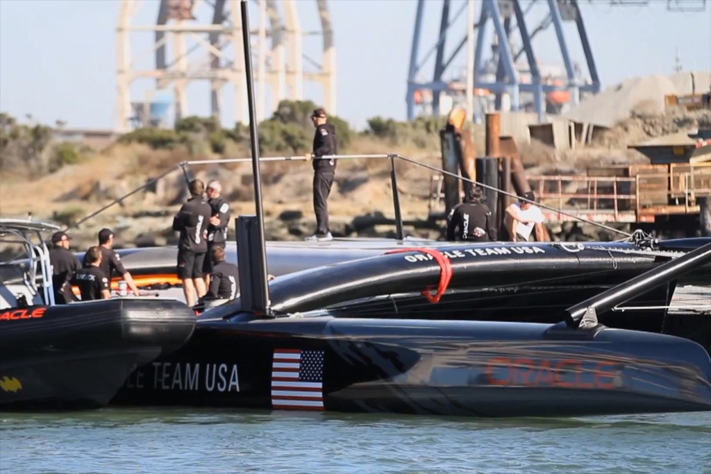 Oracle Team USA floating in San Francisco © SW