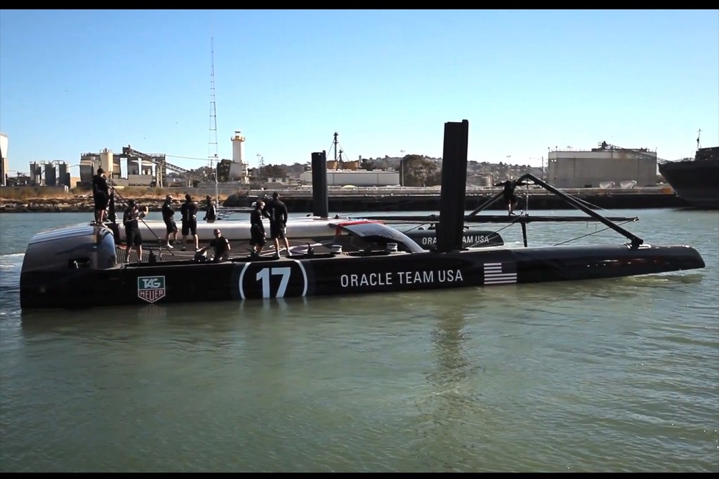 Oracle Team USA afloat for the first time in San Francisco © SW
