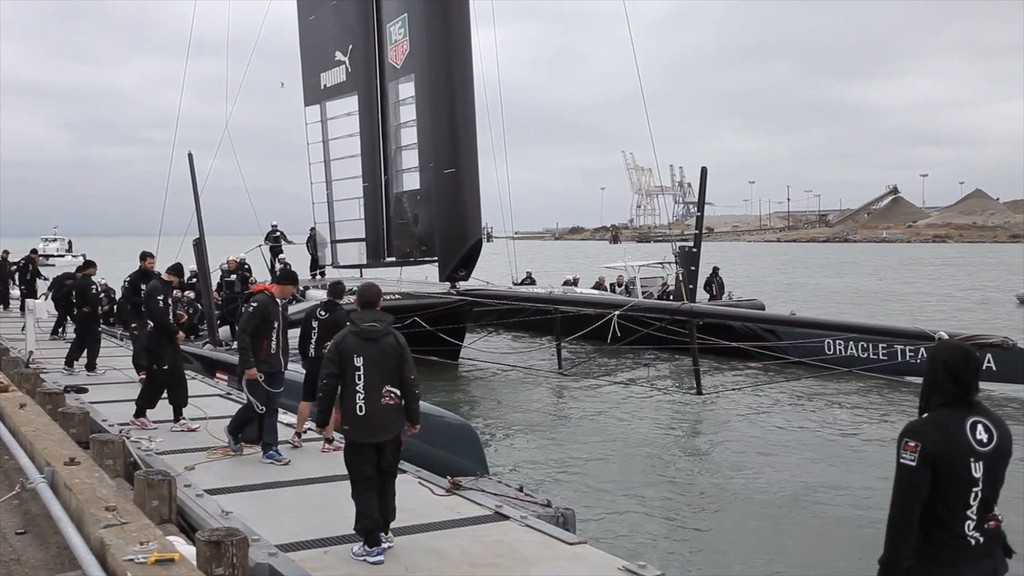 USA-17 returns to the dock, AC72 - First Sail - August 31, 2012 San Francisco © SW