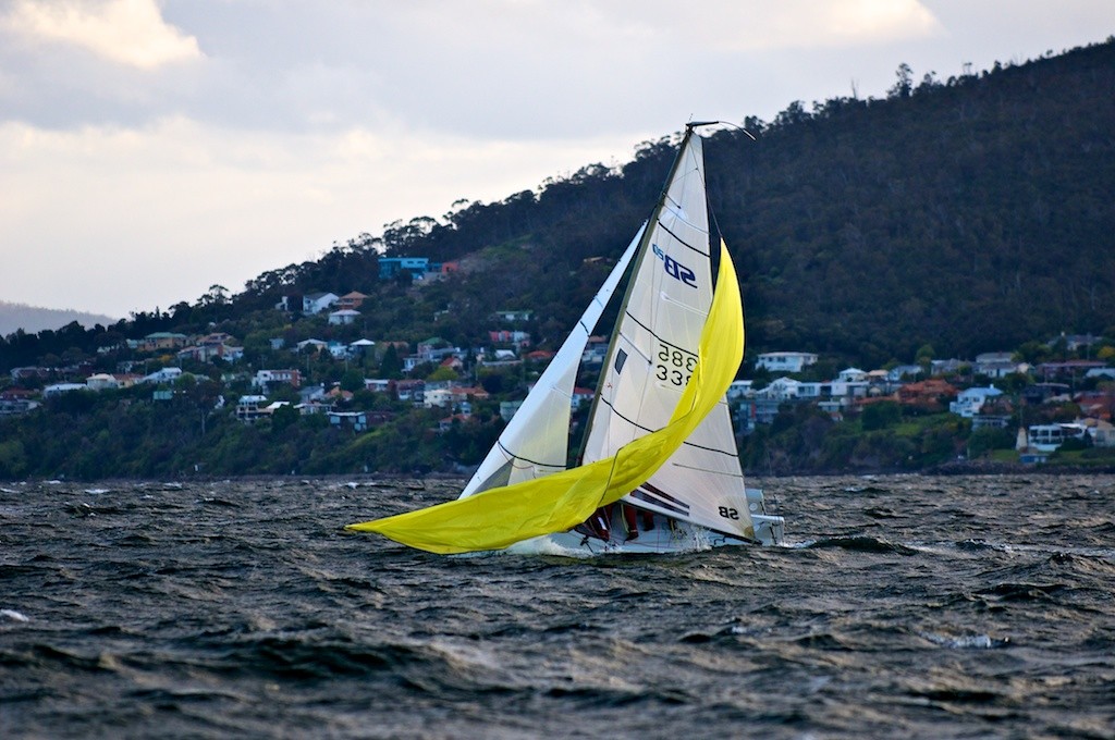 Wedgewood had some problems with her spinnaker in the SB20 class - Audi Showdown Regatta 2012 photo copyright  Andrea Francolini Photography http://www.afrancolini.com/ taken at  and featuring the  class