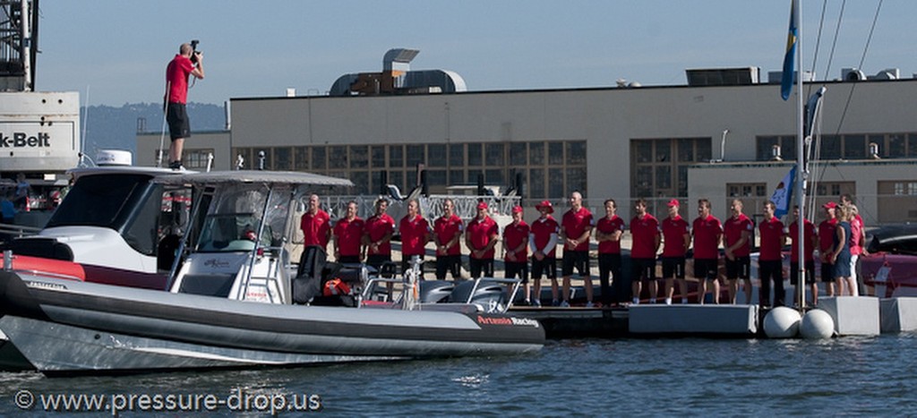 Artemis Racing, AC72 christening and launch, San Francisco November 3, 2012 © Erik Simonson www.pressure-drop.us http://www.pressure-drop.us