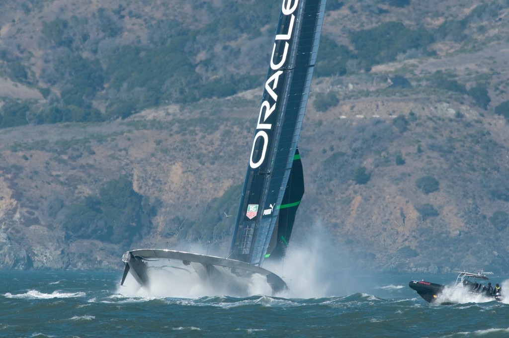 Oracle Racing UC 72 Demise - Oracle Team USA capsize AC72 Oct 16, 2012 photo copyright Erik Simonson www.pressure-drop.us http://www.pressure-drop.us taken at  and featuring the  class