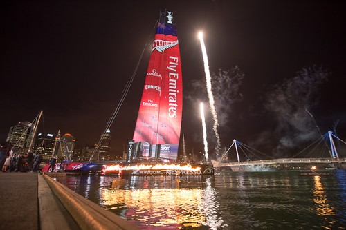 Emirates Team New Zealand naming ceremony for ’New Zealand’, the team’s first AC72. © Chris Cameron/ETNZ http://www.chriscameron.co.nz