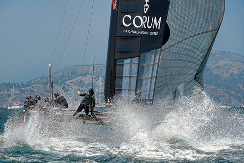 Energy Team rip it up before before the first fleet race on Day 3 of the  America’s Cup World Series, San Francisco, but the team won’t be sailing in the 34th America’s Cup.  © Chris Cameron/ETNZ http://www.chriscameron.co.nz