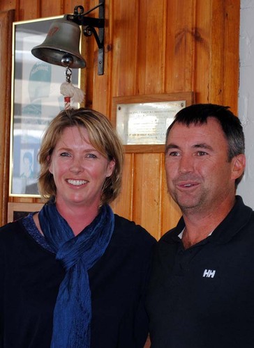 Sandy Bay Sailing Club Commodore Jill Abel and newly elected Life Member Paul Burnell. ©  Andrea Francolini Photography http://www.afrancolini.com/