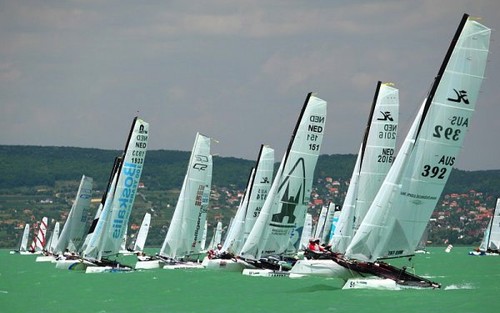 Chris Way and Rod Waterhouse at F18 Worlds 2011, Hungary Sail Number 392 © Aron Szanto