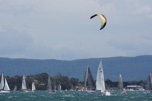2012 Heaven Can Wait startline, see Kite surfer in lead photo copyright Greg Dickins taken at  and featuring the  class