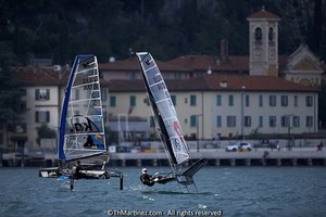 12_17290  ©Th.Martinez/Sea&Co.  CAMPIONE DEL GARDA - ITALY . 23 August  2012 . 
2012 ZHIK NAUTICA MOTH WORLDS. Day 4.
02-Joe Turner(AUS2), 03-Scott Babbage(AUS3) photo copyright Th Martinez.com http://www.thmartinez.com taken at  and featuring the  class