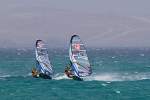 Antoine Albeau and Julien Quentel - PWA Sotavento Fuerteventura World Cup 2012 photo copyright  John Carter / PWA http://www.pwaworldtour.com taken at  and featuring the  class