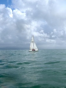 Becalmed in the middle - 2012 Firefly UK Nationals photo copyright UK Firefly Association taken at  and featuring the  class