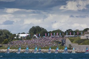 4000 paying spectators each day. Finn class racing at the 2012 Olympic Games London/Weymouth photo copyright 2012 Daniel Forster/go4image.com http://www.go4image.com/ taken at  and featuring the  class