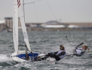 USA’s Amanda Clark and Sarah Lihan ripping in the Womens 470 - London 2012 Olympics photo copyright 2012 Daniel Forster/go4image.com http://www.go4image.com/ taken at  and featuring the  class