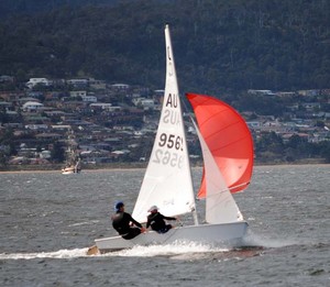 Ollie Burnell winning the opening race of the season at Sandy Bay Sailing Club. photo copyright  Andrea Francolini Photography http://www.afrancolini.com/ taken at  and featuring the  class