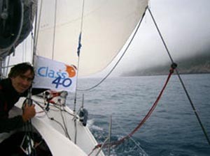 Designer and sailor Sam Manuard on board Class40 Mare - Transat Quebec Saint Malo 2012 photo copyright Transat Quebec- Saint Malo http://www.quebecsaintmalo.com taken at  and featuring the  class