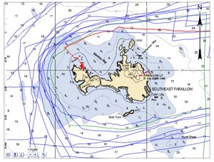 Low Speed Chase's route is in red - notice one other boat took a similar route photo copyright  SW taken at  and featuring the  class
