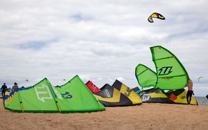 Kite Boards awaiting their race onshore - Sail Melbourne 2012, Melbourne photo copyright  Alex McKinnon Photography http://www.alexmckinnonphotography.com taken at  and featuring the  class