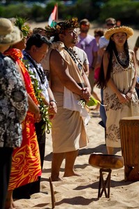 Mayor of Maui Alan M Arakawa taking part in the opening blessing - 2012 AWT Maui Makani Classic photo copyright American Windsurfing Tour http://americanwindsurfingtour.com/ taken at  and featuring the  class