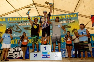Men's winners Fuerteventura slalom 2012 - PWA Sotavento Fuerteventura World Cup 2012 photo copyright  John Carter / PWA http://www.pwaworldtour.com taken at  and featuring the  class
