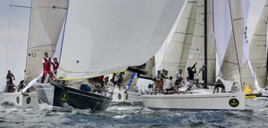 Swan 42 Fleet at windward mark - New York Yacht Club Race Week 2012 photo copyright  Rolex/Daniel Forster http://www.regattanews.com taken at  and featuring the  class