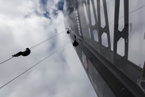 Inspecting the wingsail on Oracle Racing&rsquo;s USA 17 photo copyright Oracle Team USA http://www.oracleteamusa.com taken at  and featuring the  class