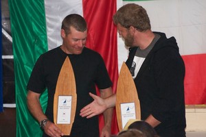 New Zealand crew Andrew McKee and Mathew Bismark - 2012 Flying Dutchman World Championship prizegiving photo copyright  Richard Phillips taken at  and featuring the  class
