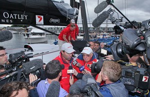 Bob Oatley and Mark Richards answer the media's questions - Rolex Sydney Hobart 2012 photo copyright Crosbie Lorimer http://www.crosbielorimer.com taken at  and featuring the  class