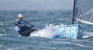 Ben Ainslie (GBR) competing today, 02.08.12, in the Men&rsquo;s One Person Dinghy - heavy (Finn) event in The London 2012 Olympic Sailing Competition. photo copyright onEdition http://www.onEdition.com taken at  and featuring the  class