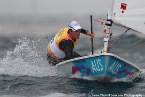 Tom Slingsby (AUS) competing in The London 2012 Olympic Sailing Competition.
 photo copyright Thom Touw http://www.thomtouw.com taken at  and featuring the  class