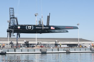 The recovery of US 17 - Oracle Team US - Haulout Pier 80 photo copyright Erik Simonson www.pressure-drop.us http://www.pressure-drop.us taken at  and featuring the  class